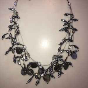 Layered Blue & Silver Statement Necklace